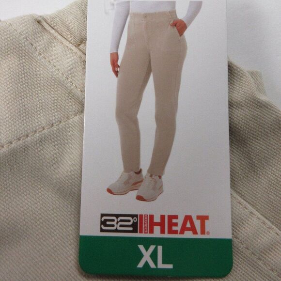 32 DEGREES Ladies Knit Twill Pant Sz XL 16-18 Elastic Waist Flat Front Cream NWT - Picture 1 of 12